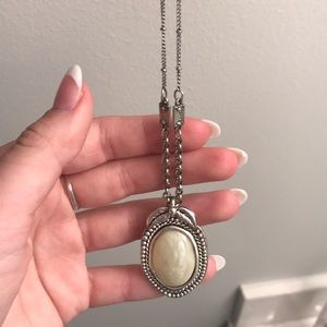 Long silver necklace